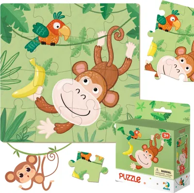 Produktbild von Puzzle "Affe" 16 Teile Lernpuzzle Für Kinder Affen Set 300164