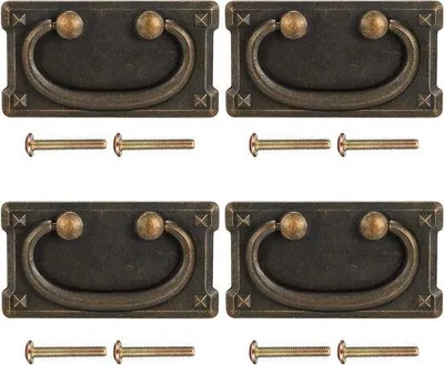 Produktbild von Antike Stil Ladehandgrepen und Kastgrepen, 4 Stück, für Schlafzimmer, Kleiderschrank und Kleiderschrank.