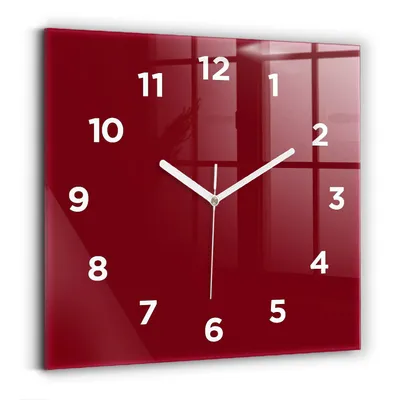 Produktbild von Wallfluent Wanduhr – Stilles Quarzuhrwerk - Uhr Dekoration Wohnzimmer Schlafzimmer Küche - Zifferblatt - weiße Zeiger - 30x30 cm - Burgunderrot