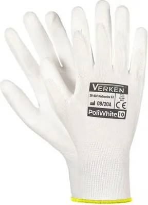 Produktbild von 12x Montagehandschuhe Arbeitshandschuhe Polyester Polyurethan XL-10 weiss 12 Paar