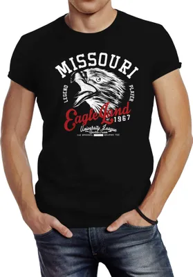 Produktbild von Herren T-Shirt Adler Eagle Slim Fit Neverless® schwarz 3XL