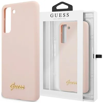 Obrázek produktu pro Zadní kryt GUESS Silicone Metal Logo Script, Galaxy S21+, růžové
