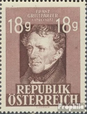 Produktbild von Briefmarken Österreich 1947 Mi 802X (kompl.Ausg.) Fleck im Rahmen (Feld 3) postfrisch Grillparzer