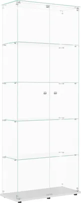 Image de Fortuna Lai Vitrine en verre Stand vitrine en blanc - armoire vitrine avec porte en verre, 5 mm de verre trempé vitrine de collection - vitrine en verre étagère en verre armoire avec Led 186.5 x 79 x 36.5 cm