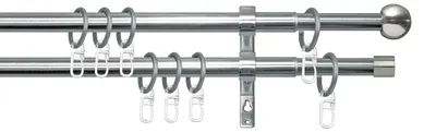 Gardinengarnitur Metall Edelstahl-Optik 120 cm