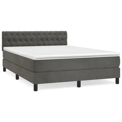Obrázek produktu pro vidaXL Postel Boxspring s matrací Dark Grey 140x190 cm Velvet