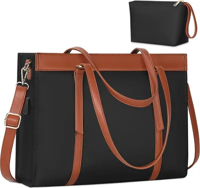Image de Femme Sacoche pour ordinateur portable 15.6 pouces Chargeur USB Noir
