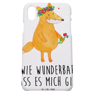 Produktbild von Mr. & Mrs. Panda Iphone 10 Handyhülle Fuchs Blumen - Weiß - Geschenk, Freundin, Boho, Cover, Mich, Hülle, X, Selbstbewusst, Ich, Handy