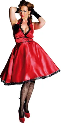 Produktbild von M211120-XL wein-rot Damen Rock`n Roll Lady Neckholderkleid Gr.XL