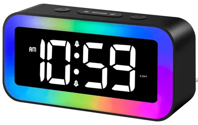 Digitalwecker mit RGB-Licht, 2 Weckern, Sprachsteuerung, Snooze