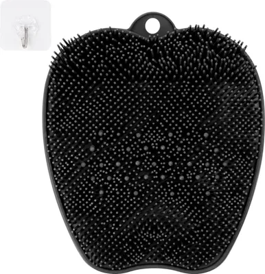 Produktbild von Fußscrubber für die Dusche - Fußreiniger und Massagematte mit rutschfesten Saugnäpfen - Dusch- und Badfußscrubbermatte für Fußpflege und Exfoliation - Spa Fußzirkulation und reduziert Fußschmerzen - Schwarze Farbe Fußbad