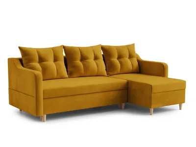 Productafbeelding van AX LIVING Hoekbank, fluweel, Balerno, 224 cm – Stijlvol en comfortabel in honinggeel