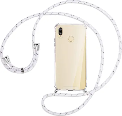 Produktbild von Handykette Backcover-Schutzhülle mit Band (Metall silberfarben) für Huawei P20 lite - weiß/grau