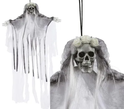 Immagine prodotto di Scheletro Ghost Bride Halloween Decoration Party Spooky Hanging Figure Scary Decoration Scary Bride Haunting Skeleton Bride Ghostly Hanging Horror Decoration, Colore: Grey