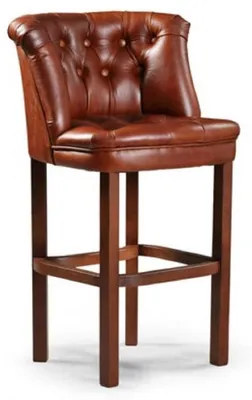 Produktbild von Casa Padrino Luxus Chesterfield Leder Barstuhl Braun 63 x 56 x H. 107 cm - Gepolsterter Echtleder Barhocker - Chesterfield Barmöbel
