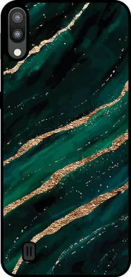 Immagine prodotto di Smartphonica Custodia per telefono adatta per Samsung Galaxy M10 con stampa in marmo - Custodia posteriore in TPU con design in marmo - Verde Oro