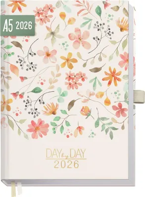 Produktbild von Organizer Day by Day 2026 - 1 Tag/Seite / A5 / Wild Blossoms / Häfft-Verlag