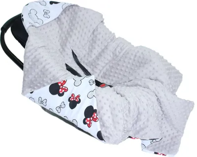 Produktbild von Baby Wende Einschlagdecke MINKY mit Kapuze 90x90 cm Babyschale Decke Zweiseitig 18. EI18