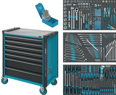 Produktbild von HAZET Assistent, 7 Regale, Stahl, Schwarz, Blau, 40 kg, 4 Rad/Räder, 518 mm