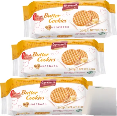 Produktbild von Coppenrath Butter Cookies Hausgebäck 3er Pack (3x200g Packung) + usy Block