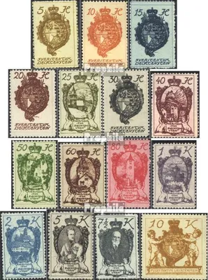 Produktbild von Briefmarken Liechtenstein 1920 Mi 25-39 (kompl.Ausg.) mit Falz Freimarken