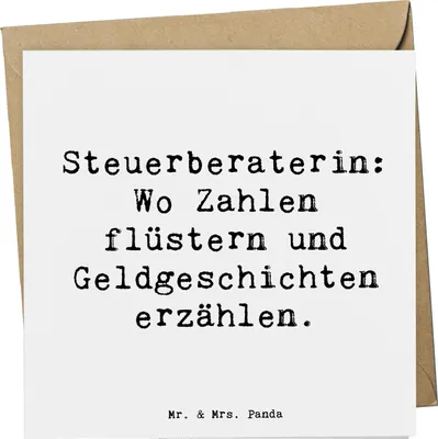 Produktbild von Mr. & Mrs. Panda doppelkarte Spruch Steuerberaterin Geschichten - Weiß - Geschenk, Klappkarte, Berufsprodukte, Beruf, Glückwunschkarte, faltkarte, Danke, Liebevoll