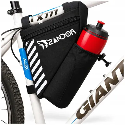 Produktbild von Zandor Fahrradtasche Rahmentasche Dreieck 1,2L mit Flaschenhalter schwarz reflektierend