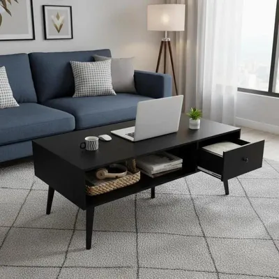 Image de Table basse rectangulaire avec tiroir et étagère