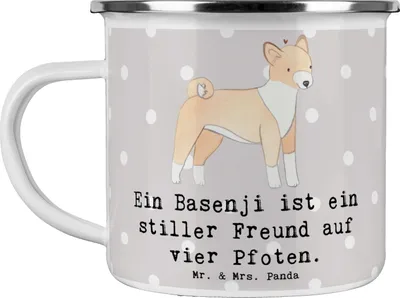 Produktbild von Mr. & Mrs. Panda Pott Basenji Freund - Grau Pastell - Geschenk, Zitat, Emaille Tasse, Hundeliebhaber, Teetasse, Hunderassen Eigenschaften, Beschreibung, Hunderasse, Liebe