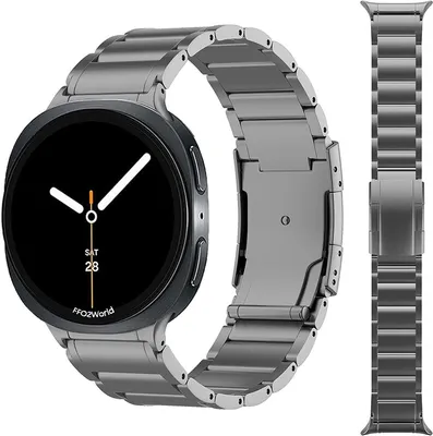 Produktbild von FFO2World Titan-Armband – Für Samsung Galaxy Watch 8 / 8 Classic – Titanarmband mit Sicherheitsverschluss & Kürzungsset – Grau