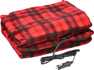 Produktbild von Rote Auto-Heizdecke, elektrisch, 12 Volt, langes Kabel, leichter Überwurf