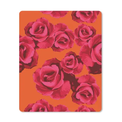 Obrázok produktu pre Podložka pod myš - Ruže - oranžová - vzor - 19x23cm - Rohožka pod myš