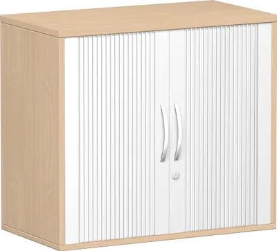 Produktbild von Geramöbel Anstell-Querrollladenschrank Oberboden 25 mm, mit Stellfüßen, abschließbar, 800x425x720, Silber/Buche, S-381110-SB