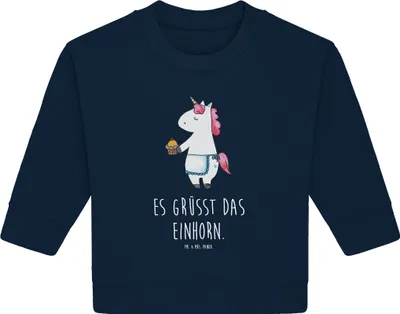 Produktbild von Mr. & Mrs. Panda Organic Baby Pullover Einhorn Muffin 12. - 18. Monat - French Navy - Geschenk, Grüße, Bullover, Geburtstag, Unicorn, Geburtstagsgrüße, Glückwünsche