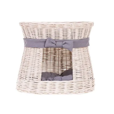 Produktbild von Ovale Katzenhütte in Beige / Katzenkorb aus Weide / Katzenturm 50X40 H45 CM