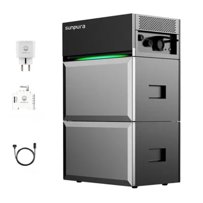 Zdjęcie produktu dla Magazyn energii na balkonie Powerness, magazyn Sunpura S2400 2,4 kWh z baterią rozszerzającą B2400 oraz 1x inteligentny licznik i wtyczka do elektrown