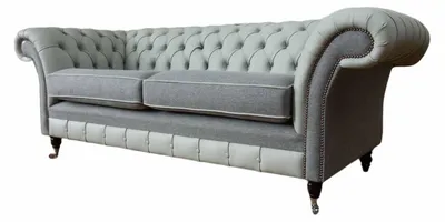 Produktbild von Sofa 3 Sitz Leder Möbel Sofas Stoff Grau Couch Polster Dreisitzer Neu