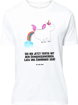 Produktbild von Mr. & Mrs. Panda Größe XL T-Shirt Einhorn Pupsen - Weiß - Geschenk, Spaß, mit Spruch, Lustig, Pups, Unicorn, Freundin, Shirt, Regenbogen, Tshirt