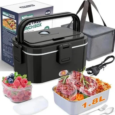 Obrázok produktu pre Elektrická obedáreň – ohrievač jedál – 1,8 l – 80 W – 220 V – nerezová oceľ 304 – prenosná
