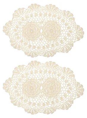 2er-Set handgehäkelte ovale Platzsets 40x25 cm, beige