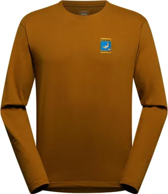 Langärmeliges Shirt in braun mit rundem Ausschnitt und kleinem farbigem La Sportiva Logo auf der Brust
