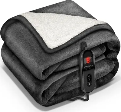 Produktbild von sinnlein® Heizdecke mit Abschaltautomatik 160x120cm Anthrazit | Elektrische Wärmedecke mit 9 Temperaturstufen | Kuscheldecke waschbar Bett, Sofa | Decke elektrisch mit Timer Digitalanzeige
