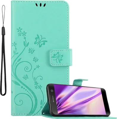 Obrázek produktu pro Cadorabo Pouzdro pro Sony Xperia XA2 Ochranný kryt v tyrkysové barvě Ochranný kryt Pouzdro na mobil Květiny Květina