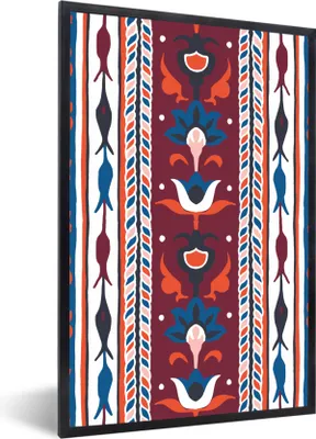 Produktbild von MuchoWow® Gerahmtes Poster Blumen - Muster - Pflanzen - Abstrakt - Minimalismus 60x90 cm - Poster mit Schwarzem Bilderrahmen Wandposter Rahmen Foto Bilder - Kunst