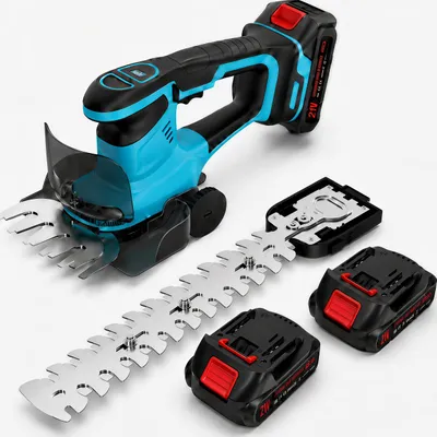 Produktbild von 500W 2-in-1 Elektrischer Heckenschneider mit LED-Digitalanzeige,Schutzblech,2×21V 2000mAh Akkus,9,3-Zoll-Schnittgröße,Sicherheitsschalter,leicht&leise