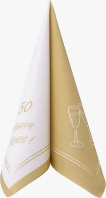 Produktbild von Airlaid Serviette Happy Years 50 Jahre in Gold, 40 x 40 cm, 50 Stück - APARTina