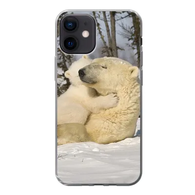 Produktbild von MuchoWow® Handyhülle Schutzhülle Hülle für iPhone 12 Eisbär - Schnee - Höhle - Jungtier Silikon Softcase Handy Hülle - Schutzhülle