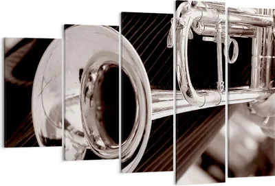 Produktbild von Bild auf Leinwand - Leinwandbild - Musik Trompete Instrument Orchester - 150x100cm - Wand Bild - Wanddeko - Leinwanddruck - Bilder - Kunstdruck - Leinwand bilder - Wandkunst - EG150x100-1553