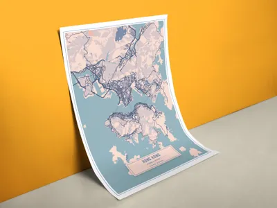 Produktbild von Stadtplan Hong Kong Poster | Größe in cm: 50 x 70