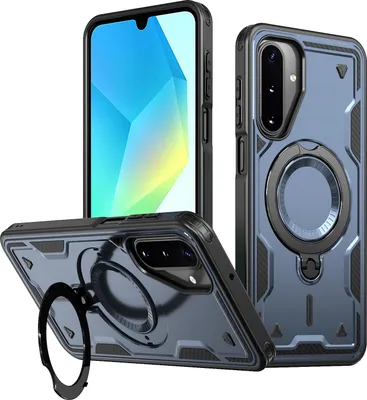 Produktbild von Dual Layer Hülle für Samsung Galaxy A17 5G/4G mit Ring Ständer Magnetisch Stoßfest Handyhülle Blau